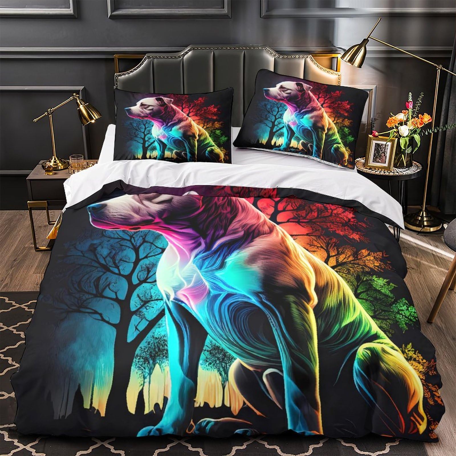 Housse de couette licorne grand lit king anti acarien en microfibre douce avec fermeture éclair