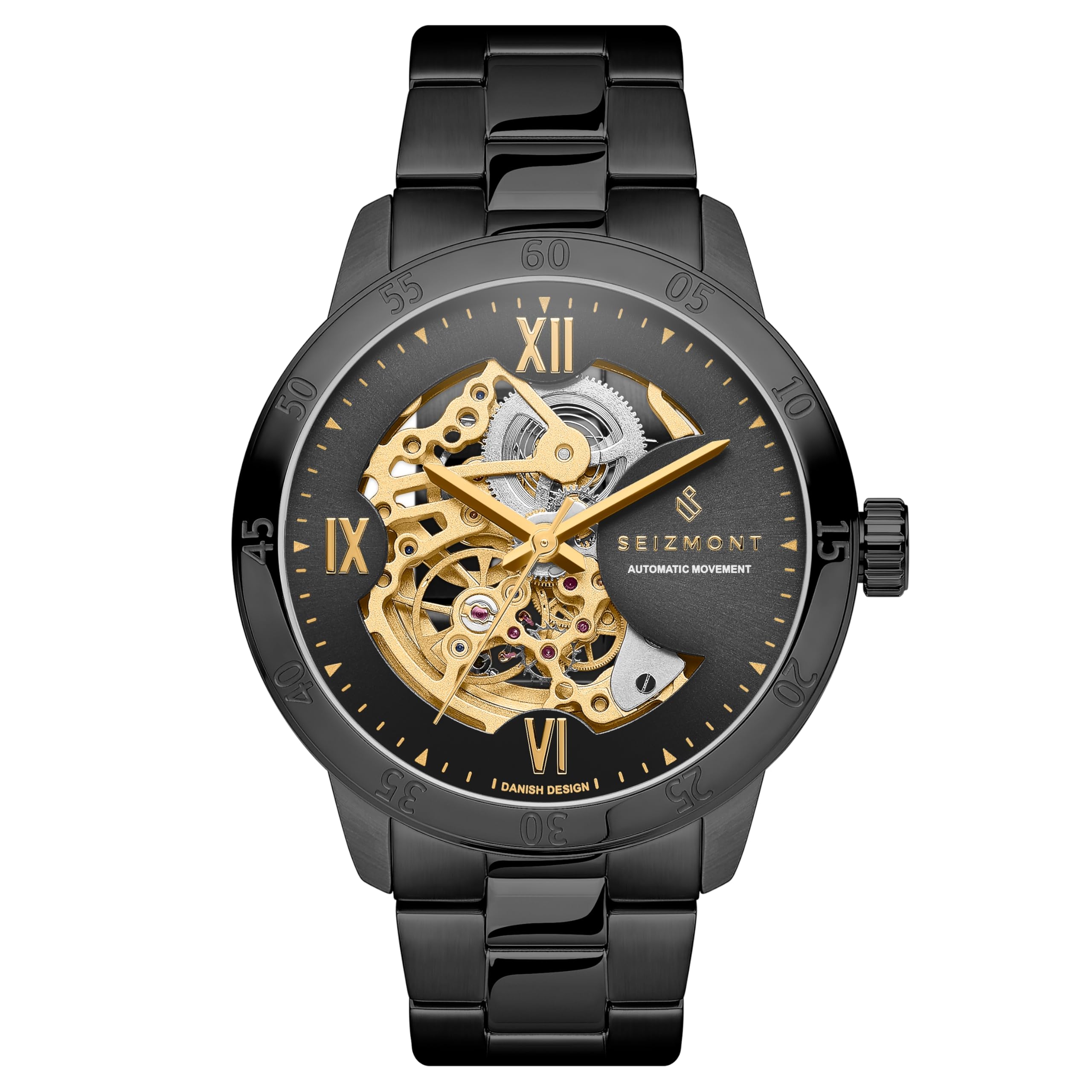 Herrenuhr – Herren Armbanduhr Automatik – Gunmetal-graue Skelettuhr – 316L Edelstahl & Saphirglas