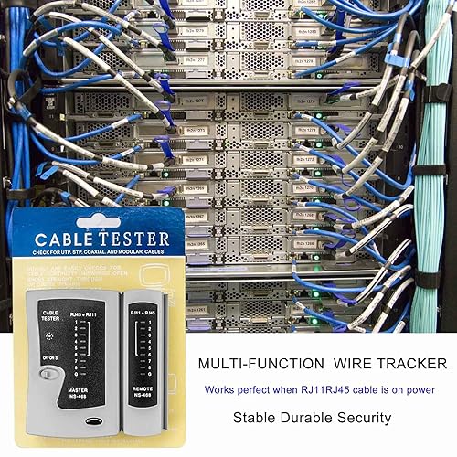 Miniatura 4 de Alaixiu Probador de cable de red LAN, probador de continuidad para conexiones de par trenzado de cable de datos RJ45 RJ11 RJ12, potenciando