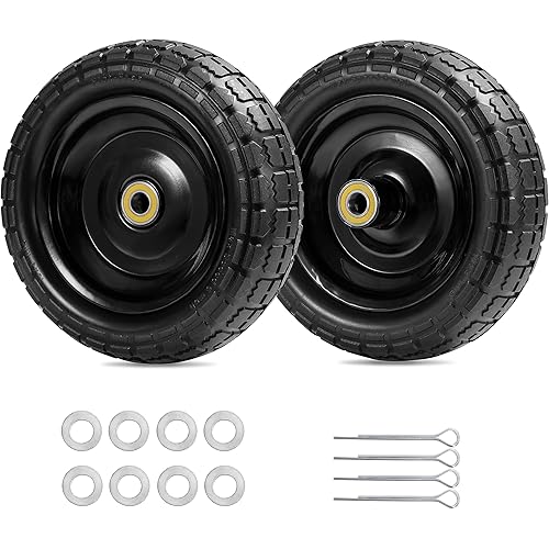Gorilla Cart Wheels 10" Flat-free Solid Tire and Wheel Replacement 4.10/3.50-4 for Hand Truck, Wagon, Garden Dolly, Trolley - 2 Pack
