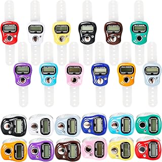24 Pieces Hand Tally Counter 5 Digital Electronic Finger Counter Clickers Resettable Handheld LCD Digital Display Number Click for Lap Coaching Knitting Lap Fishing Golf and Row