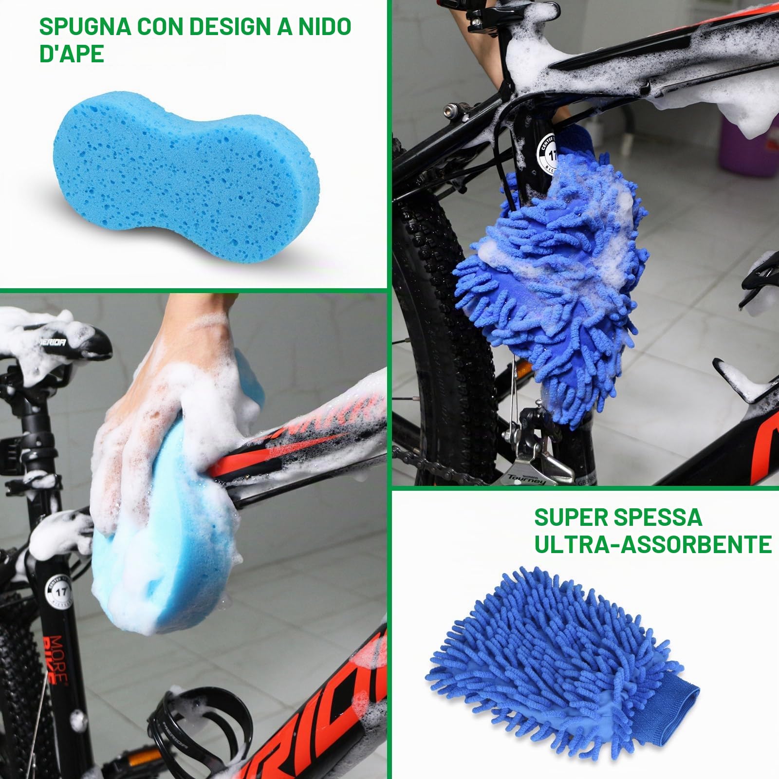 CLOPAE Kit Pulizia Bici, Bicicletta Clean Brush Kit Strumenti di Pulizia per Bici Catena con 500 ml Detergente per Catene, Lavacatena Bici Pulizia Profonda