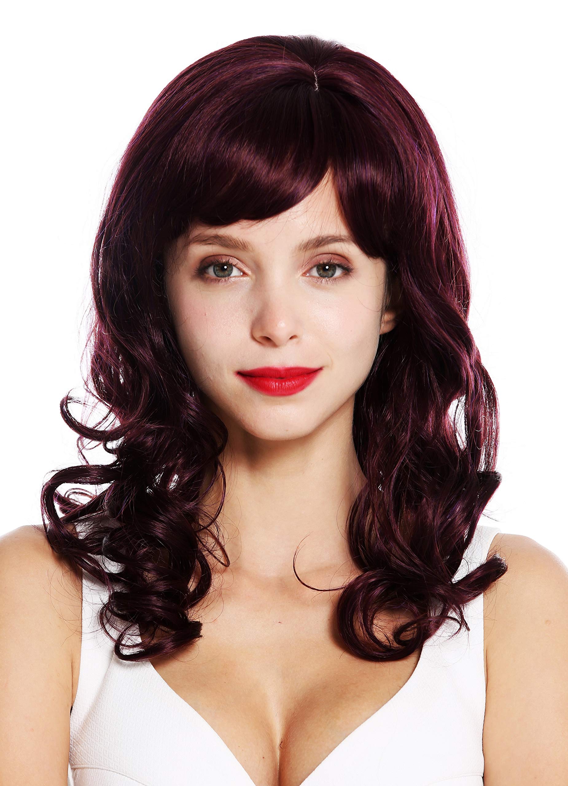 WIG ME UP - VK-46-888 quality women's wig long curls classy noble curled diva red crimson, Eggplant red (888), Länge: ca. 50 cm
