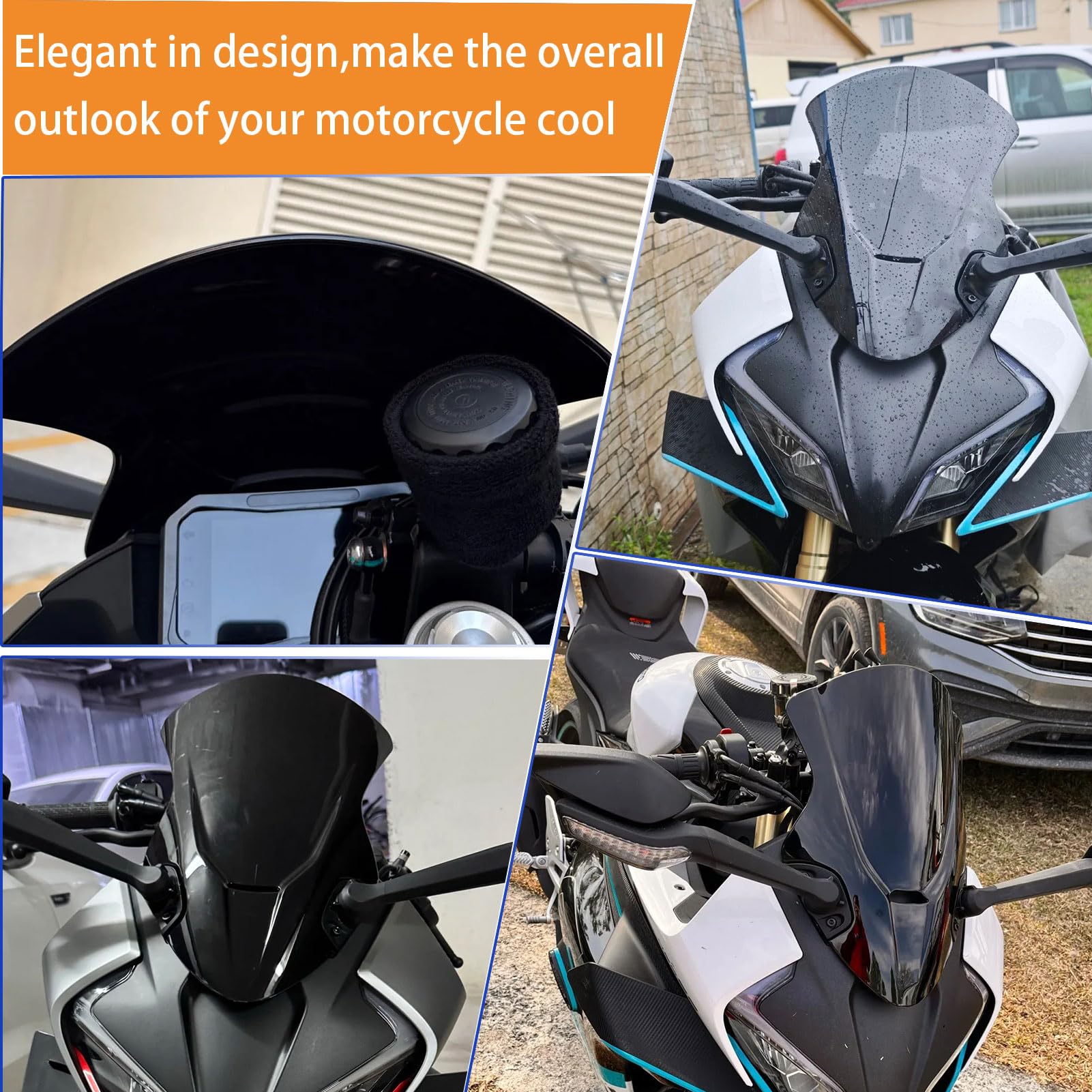 Déflecteur de Pare-Brise Avant Plus Haut pour Moto, Double Bulle, Protection d'écran Sport, Remplacement pour CFMOTO 450SR/SRS/SS 2022-2025, pièces de Rechange modifiées (Noir)