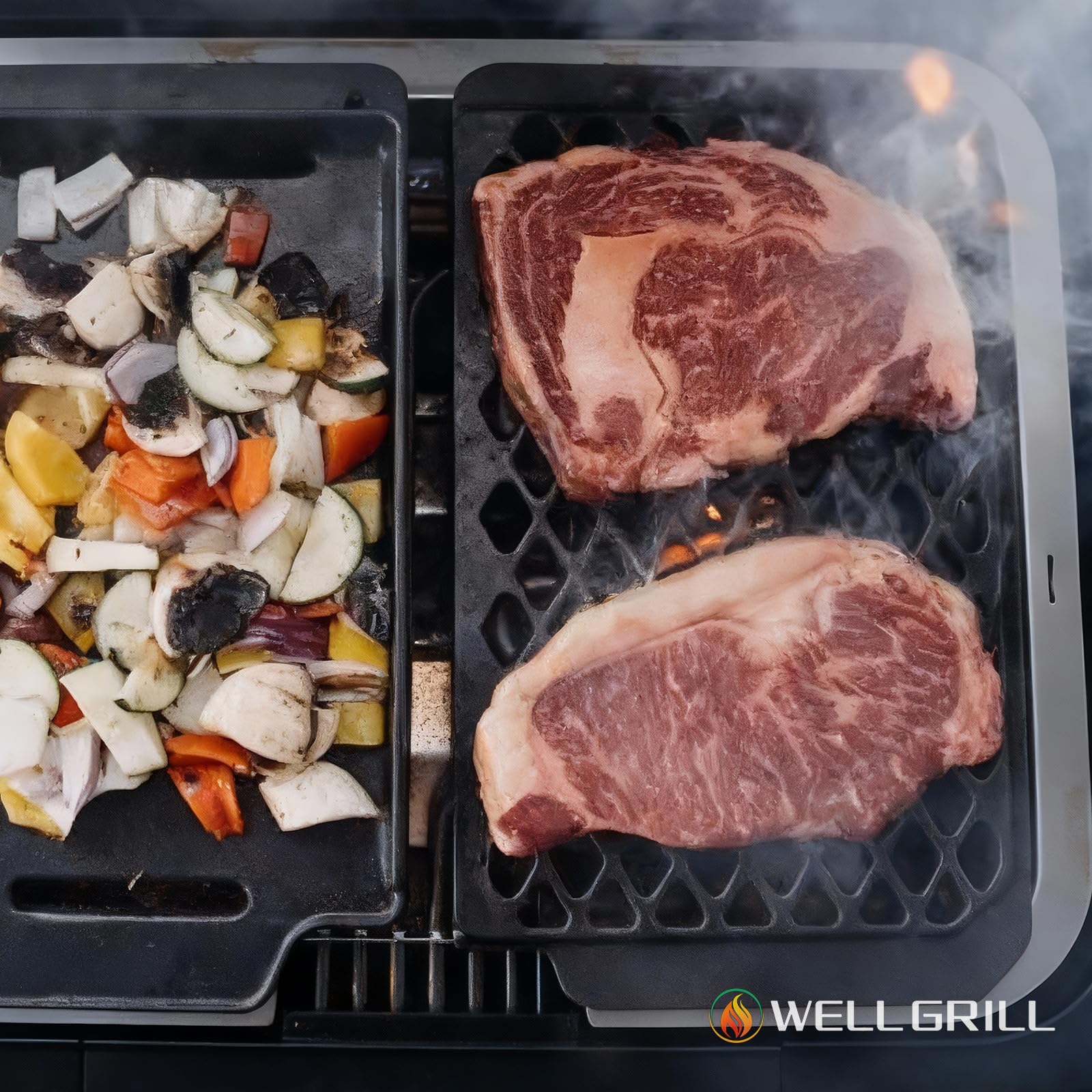 WELL GRILL Żeliwny ruszt do grillowania i płyta Plancha do grilla elektrycznego SEVERIN SEVO, grill Plancha, ruszt żeliwny, akcesoria do grilla kontaktowego Severin Sevo GT/GS/PG 8106 8107 8138 8139