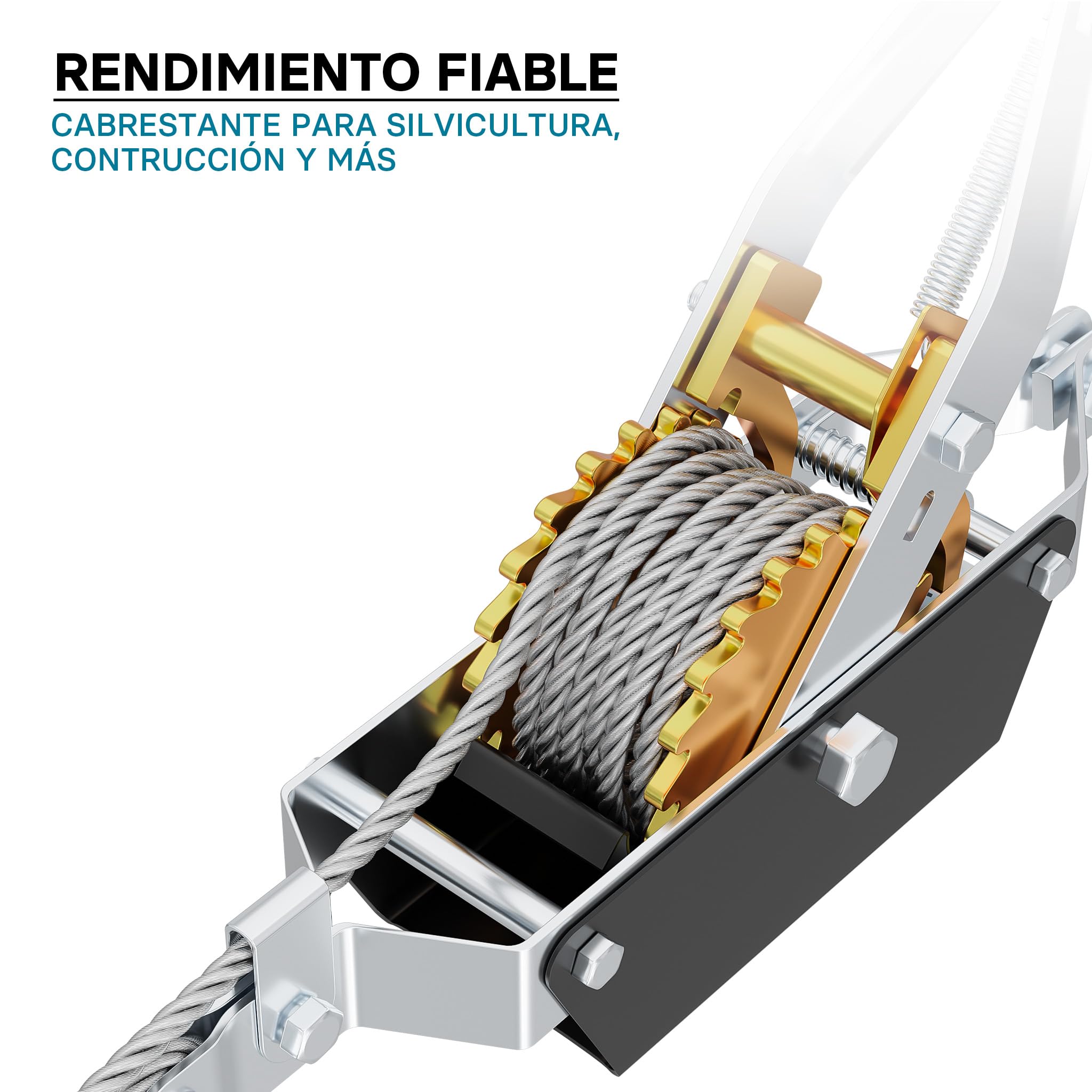 Cabrestante Manual 4000kg 3 m cable palanca tracción 2 ganchos arrastre portátil