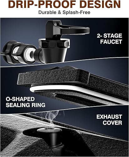 Miniatura 5 de Dispensador de bebidas aislado de 2.5 galones, jarra de agua caliente y fría, jarra de café con mango y soporte de espiga, urna térmica comercial