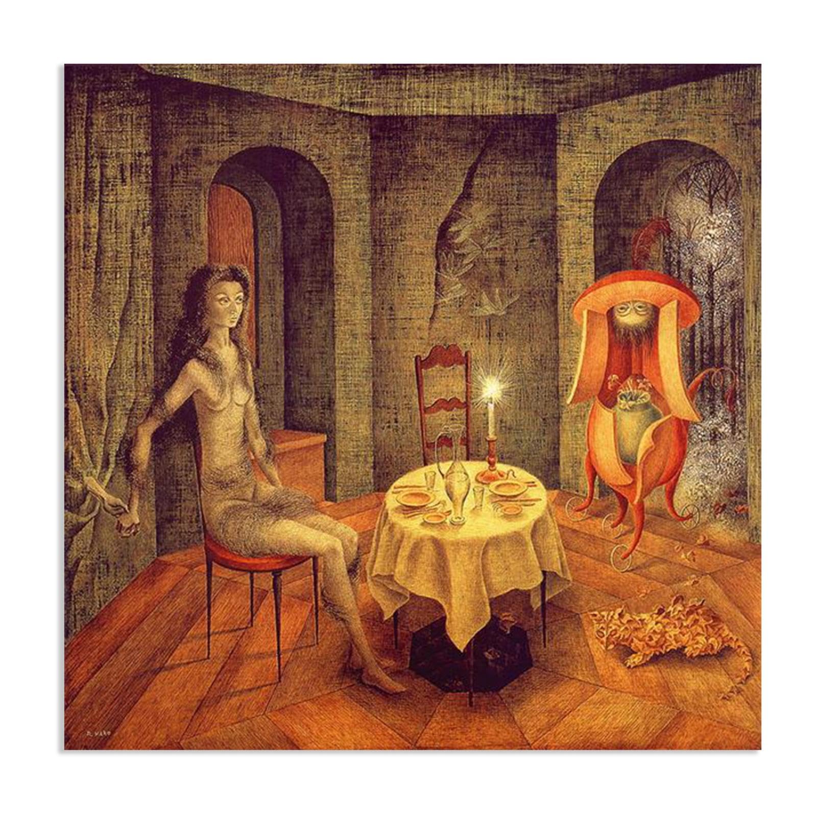 MYCGGDGH Remedios Varo Canvas Wall Art Reproductions of Famous Paintings Unexpected view Posters Remedios Varo Print Wall Decor for Living Room Bedroom Home Decor 30x30cm(12x12in) Frameless