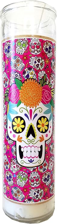 Cinco de Mayo White Skull Devotional Candle