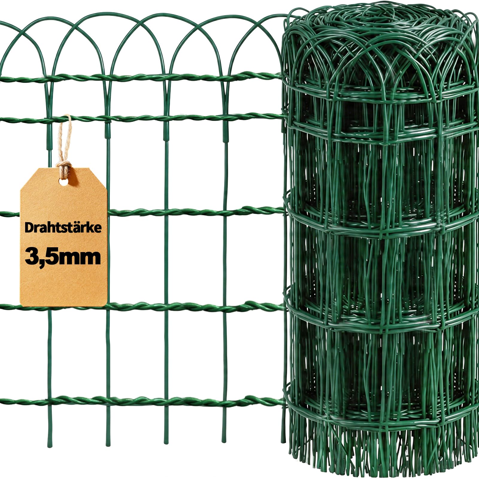 Amagabeli 0.65M x 25M Clôture de Jardin Bordure de Jardin Décorative Pliable Clôture Rouleau en métal RAL6005 Metallique le motif Protection pour Plantes Anti-Rouille Vert Fil de Métal Pelouse DA139