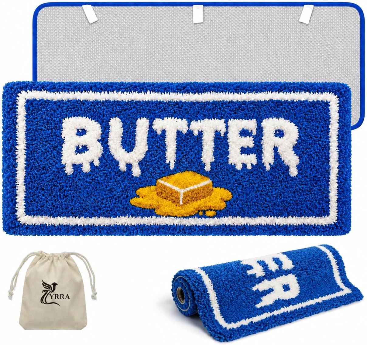 Melting Butter Rug - Cute Mom Gift for Kitchen Decor - Non Slip Cool Mat for Kitchen Island and Bar Decor - Machine Washable 47x20 Sink Mat - Fluffy Rug for Birthday Gifts for Women