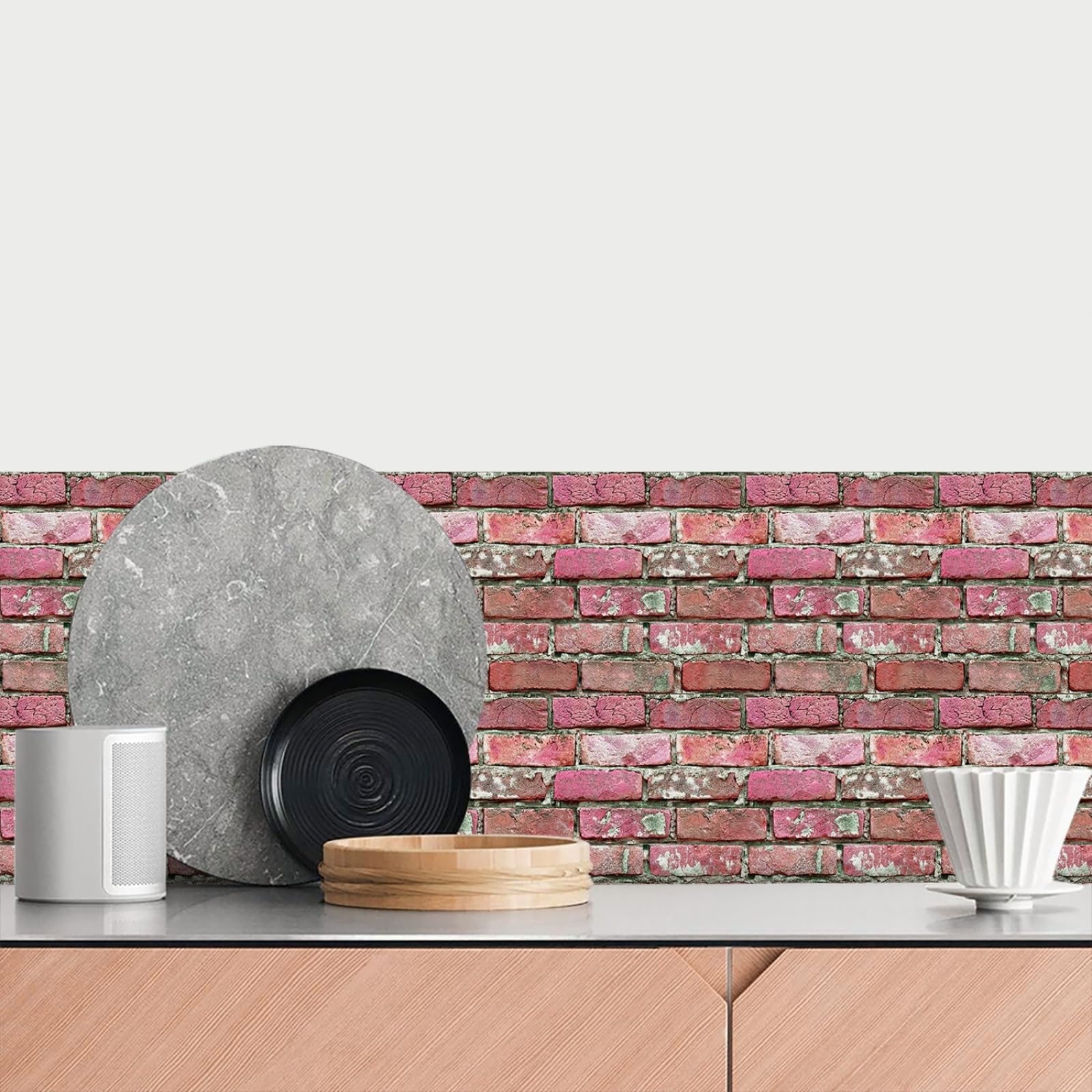 Naklejki na płytki do łazienki 27 x 27 cm różowe czerwone cegły naklejki na płytki kuchenne szafka kominek dekoracje ścienne do domu wodoodporne PCW olejoodporne samoprzylepne 30 szt