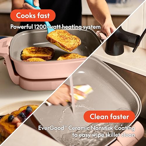 Miniatura 4 de bella Make & Take - Sartén eléctrica, utensilios de cocina Fits-where, revestimiento de cerámica EverGood, temperatura ajustable y tapa de vidrio
