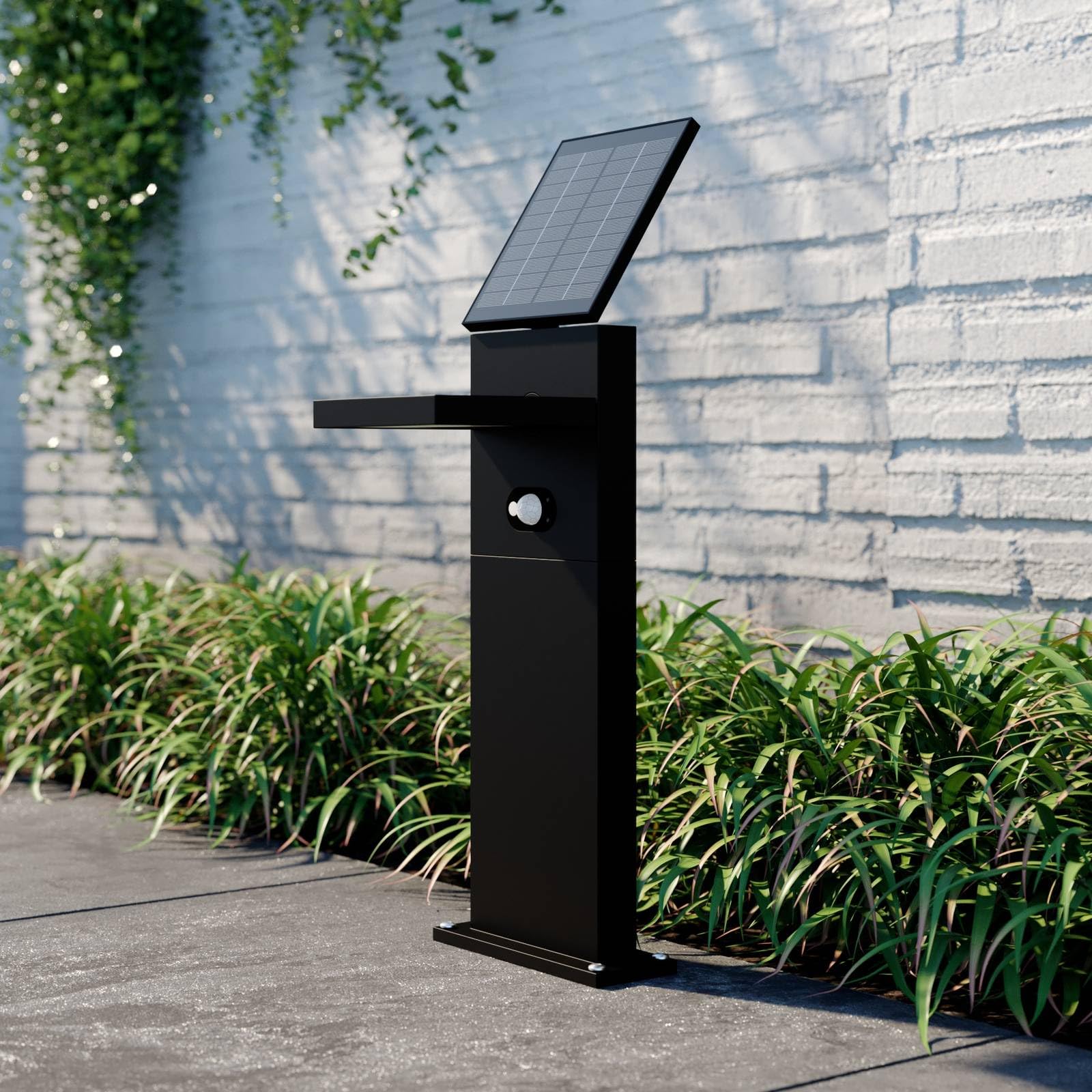 Lucande LED Solarleuchten Silvan mit Bewegungsmelder (spritzwassergeschützt (Modern) in Schwarz aus Aluminium (1 flammig,) - Solarlampe Solarleuchte Garten
