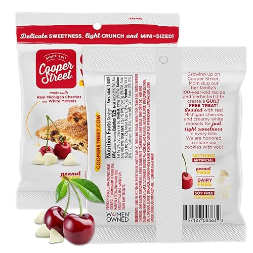 Miniatura 2 de Cooper Street Galletas crujientes completamente naturales dos veces horneadas, sin maní y lácteos, estilo Biscotti, 1.25 onzas, cereza blanca de