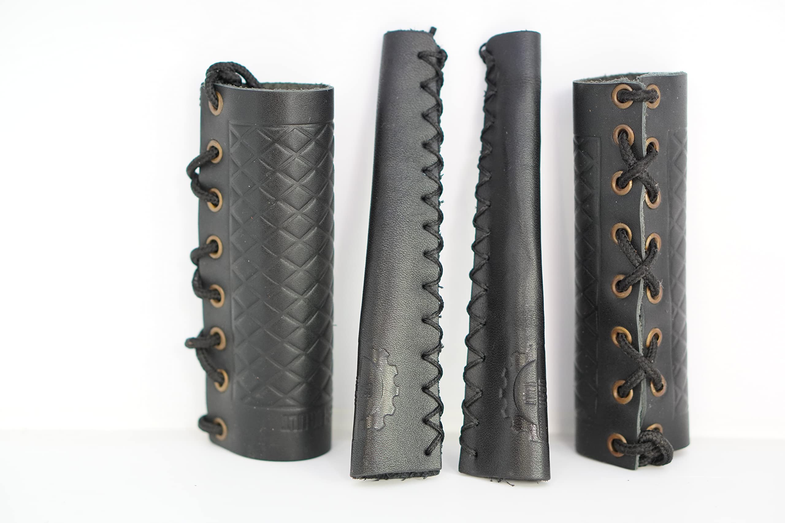 The Gear Vault Genuine Leather Black Handle bar Grips and Lever Combo for Bullet/Royle Enfiled Classic/Electra 350 and 500