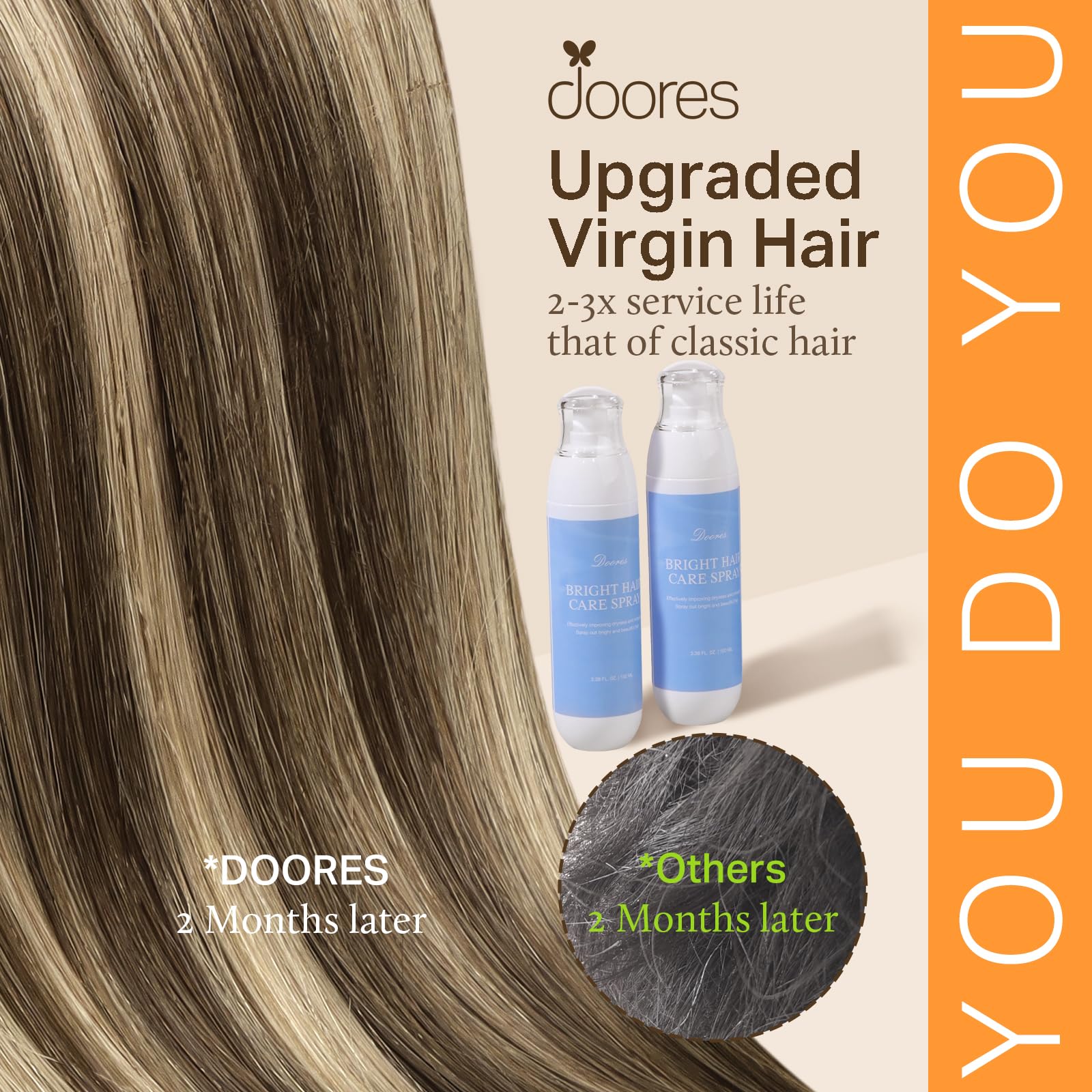 DOORES Nano Beads Hair Extensions, Chocolate Brown to Honey Blonde 16 Inch 50g 100s - Image 4