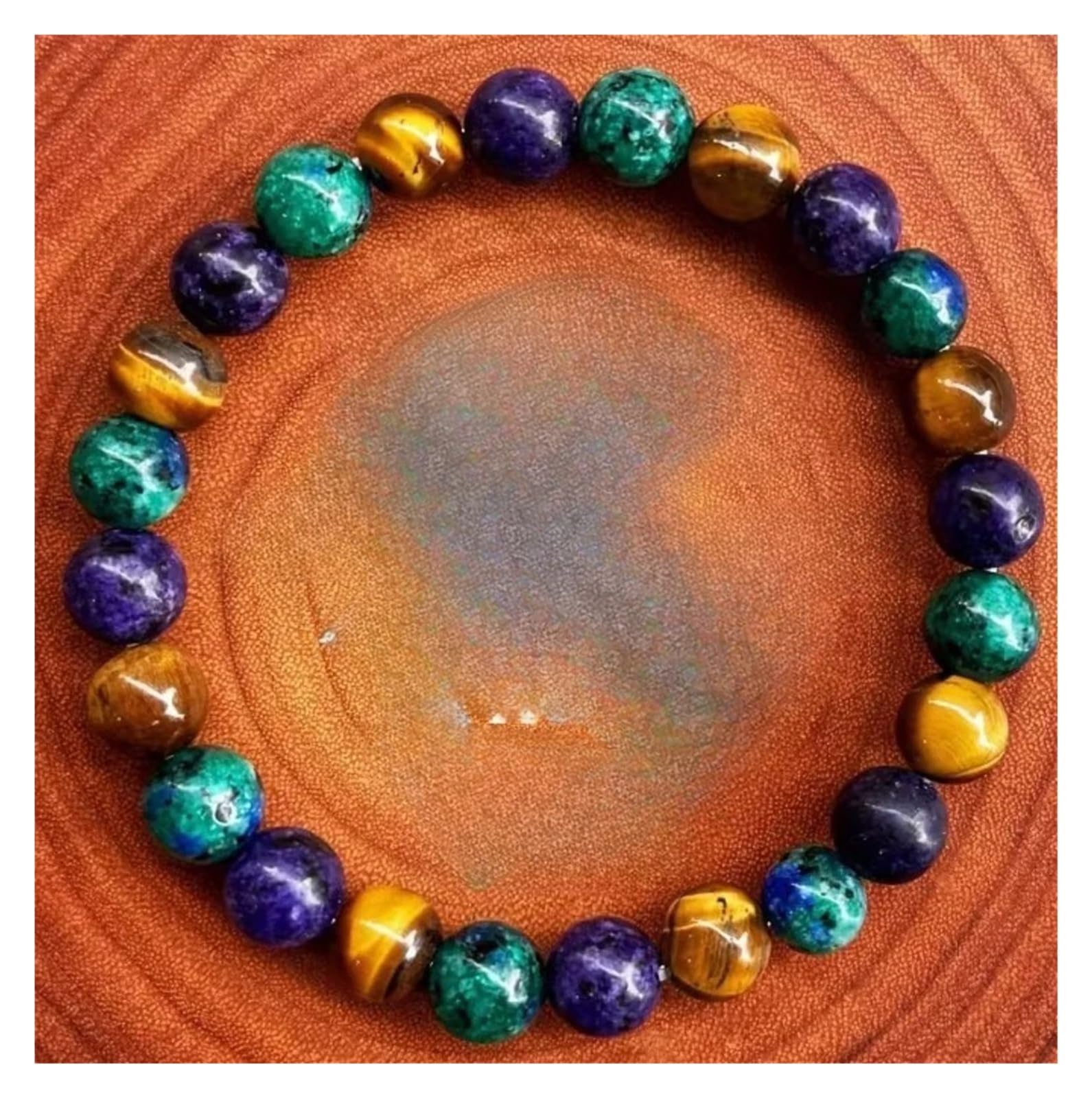Genérico Pulsera con cuentas de colores for mujer y hombre, piedra ojo tigre, amatista, turquesa, joyería