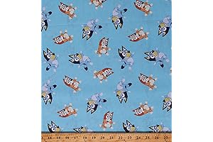 Cotton Bluey and Bingo Dogs Kids Children's Characters Blue Cotton Fabric Print...