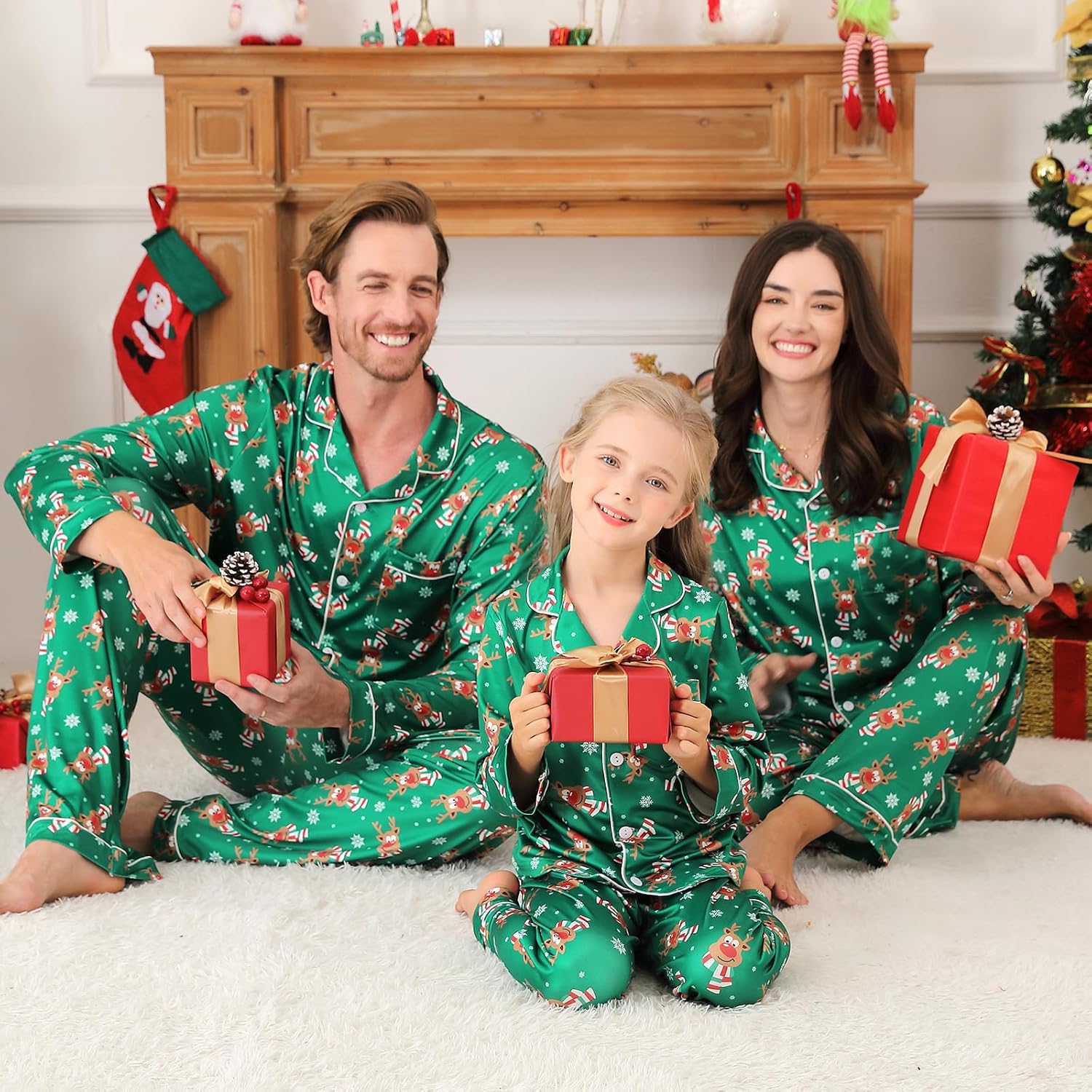 Weixinbuy Christmas Family Matching Pajamas Set Long Sleeve Button Down Pjs Set Holiday Sleepwear for Women/Men/Kids - Image 2