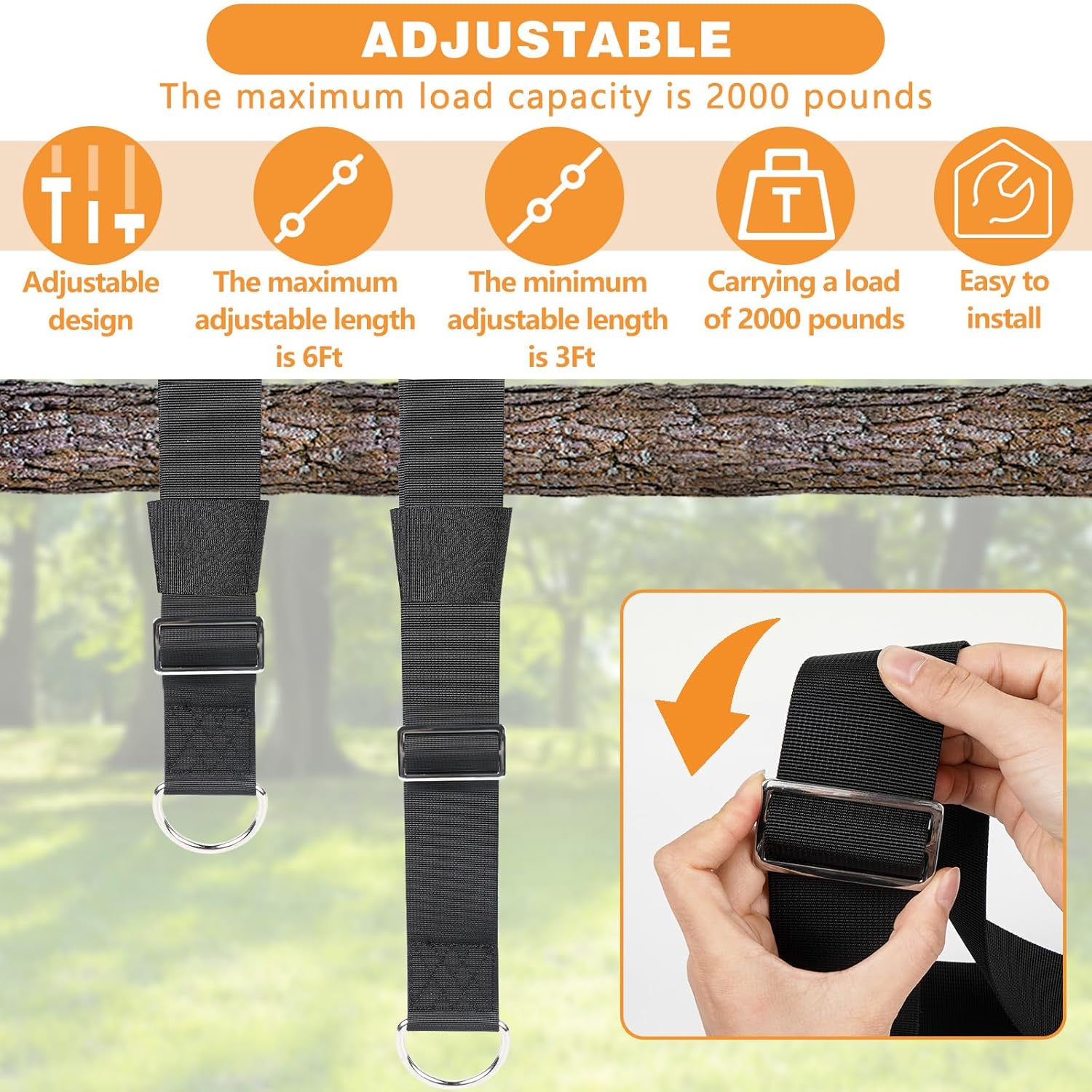 Tree Swing Rope Tree Swing Straps - Suit for Outdoor Swings, Hammocks, and Playground