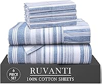 Vista 13 de RUVANTI 4 piezas de sábanas de algodón - 100% algodón natural suave, ligero y transpirable, sábanas de percal crujiente, juego de sábanas Botanica