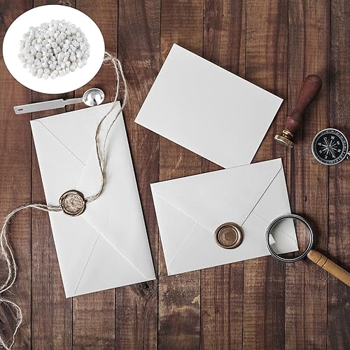 Miniatura 2 de NACHLYNN 600 cuentas de cera de sellado octágono, cuentas de sello de cera blanca con 1 cuchara de fusión y 4 velas de té para tarjetas de
