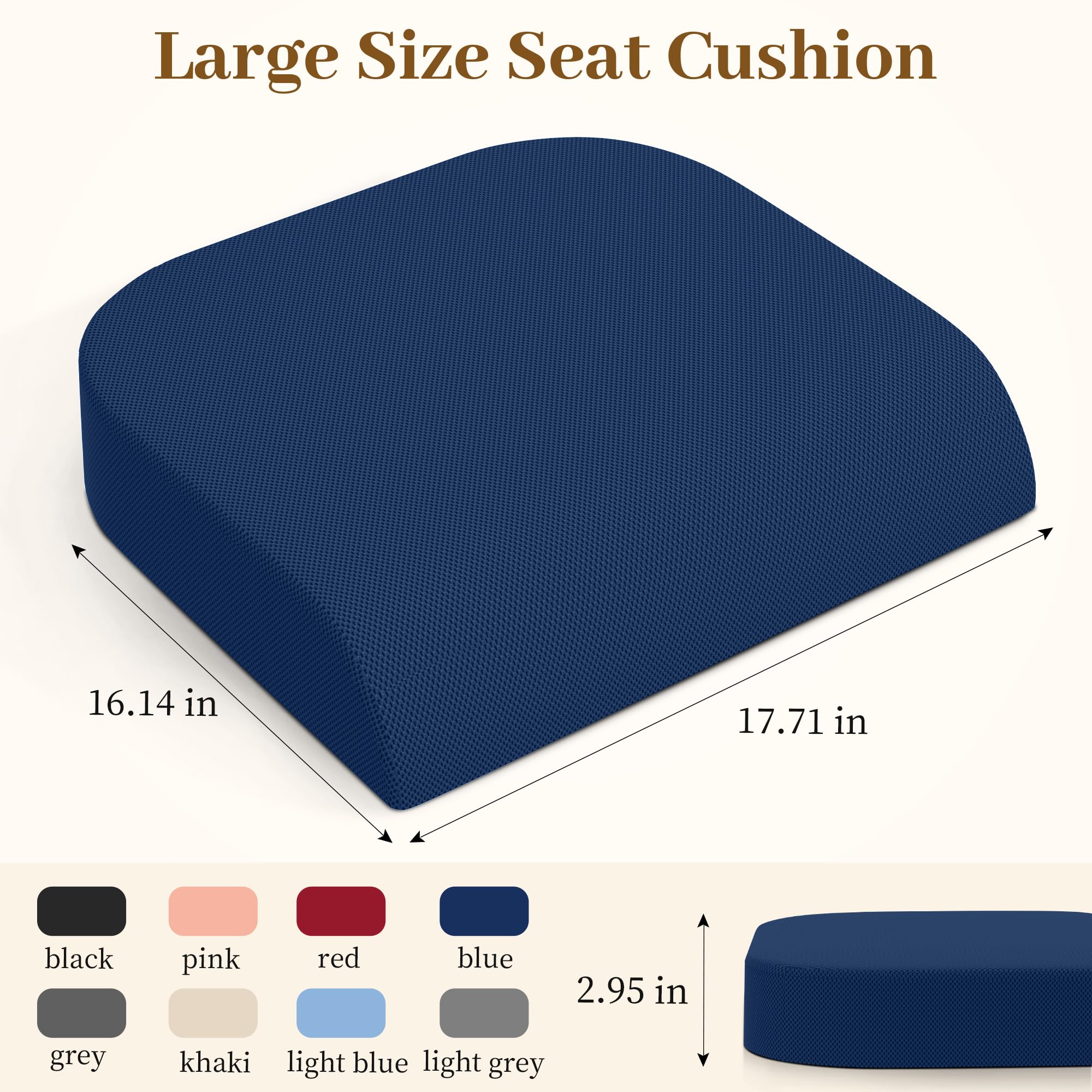 TranquilRelax Grande cuscino da seduta, in memory foam, per lunghe ore di seduta su sedia da ufficio, casa e auto, antiscivolo, per alleviare il dolore alla schiena, alla sciatica, all'anca e al