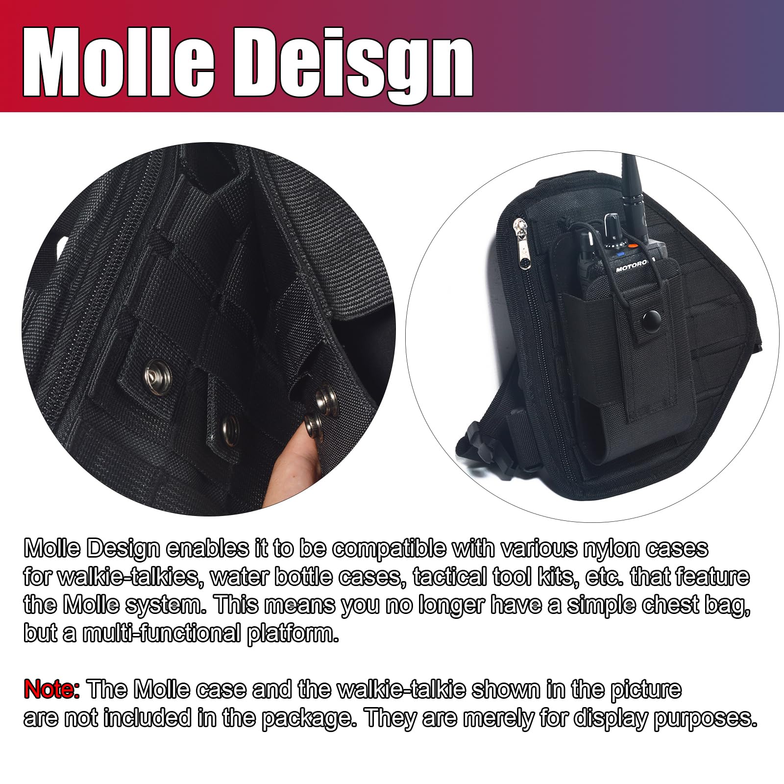 Uniwersalna torba Molle Pouch, nylonowy uchwyt z systemem Molle, torba na klatkę piersiową, do użytku na zewnątrz, wojskowych, do wędrówek pieszych