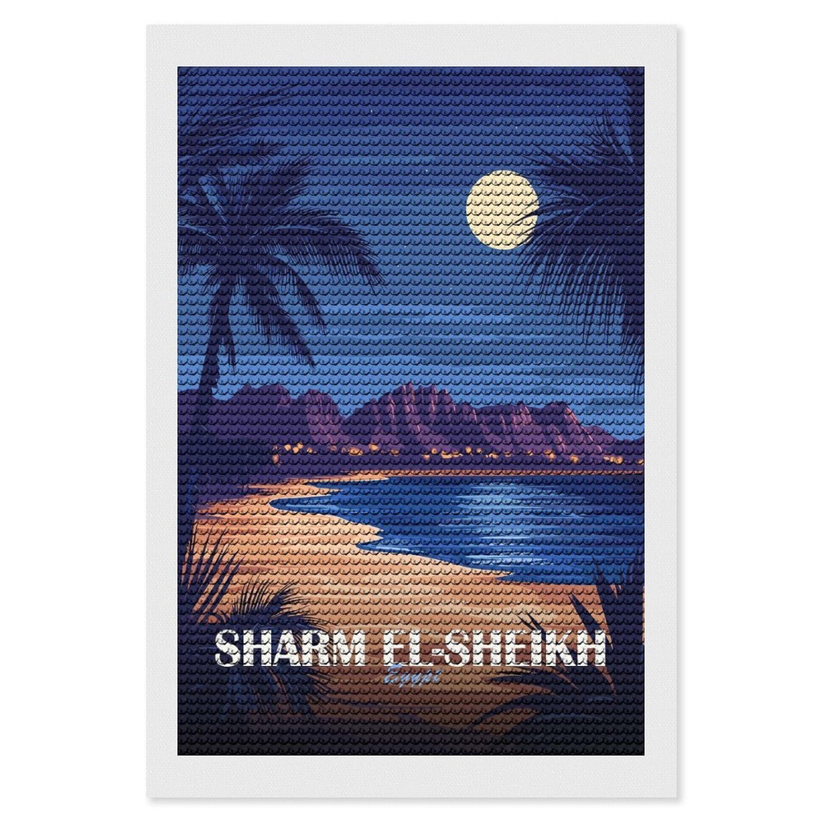 Junmoney Sharm El-Sheikh Egypt Travel Diamond Painting Canvas Kit 8"x12", Adhesive Canvas, Christmas Gift, Full Kit Included, Thoughtful Present