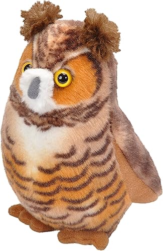 Wild Republic Audubon Birds gran búho con cuernos con un sonido de pájaro auténtico, animal de peluche, juguetes de aves para niños y aves aves