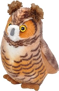 Wild Republic Audubon Birds Great Horned Owl with Authentic Bird Sound, Stuffed Animal, Bird Toys for Kids and Birders