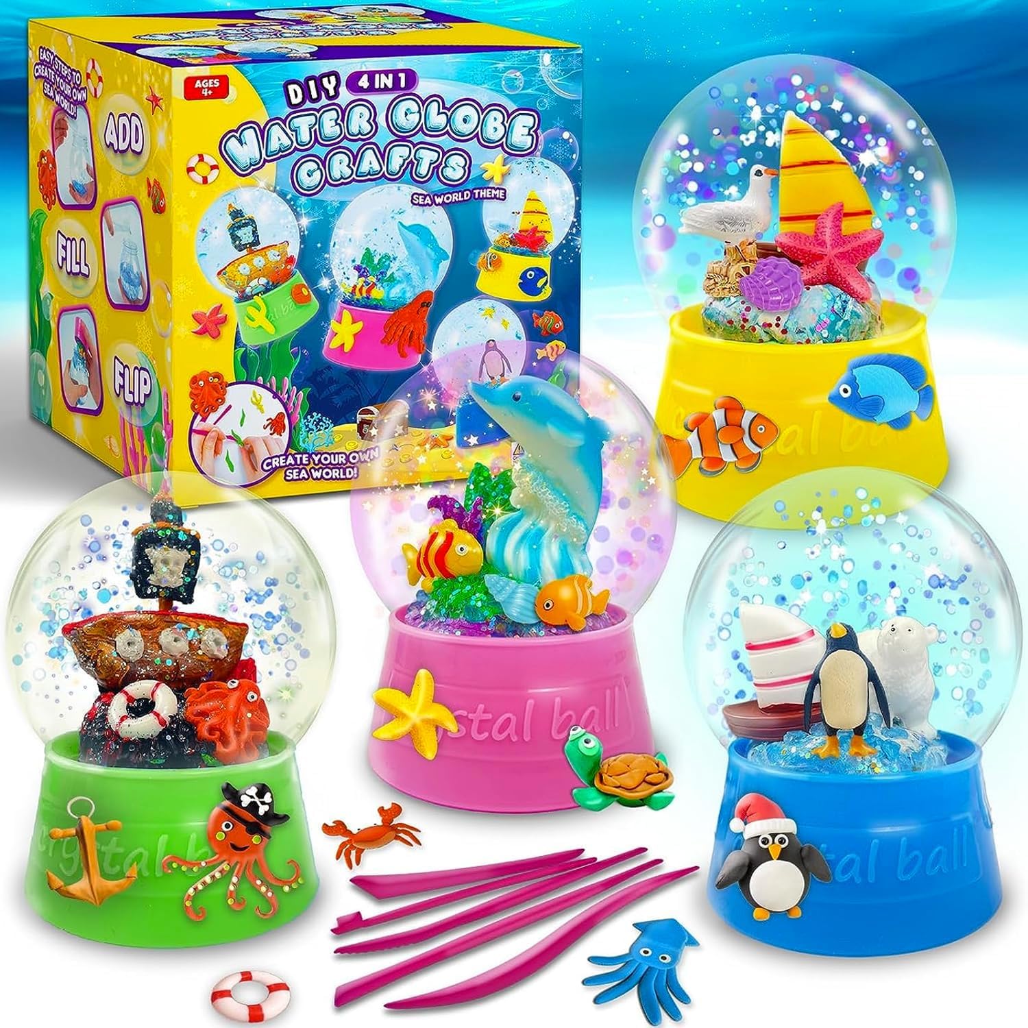 GraceDuck Kids Crafts Snow Globe - Activities Gifts for Teen Girls Ages 4-8 Crafts for Kids Ages 8-12 - Arts Stem Project Games Unicorn Toddler DIY Toys & Materials Stuff with Clays Water Globes