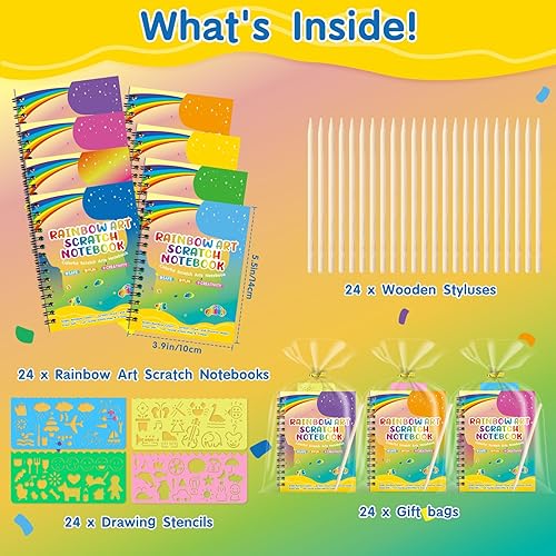 Miniatura 9 de YSCare Paquete de 24 cuadernos de manualidades y artes para rascar, notas para rascar, regalos esenciales para niños de 4 a 8 años, regalos de