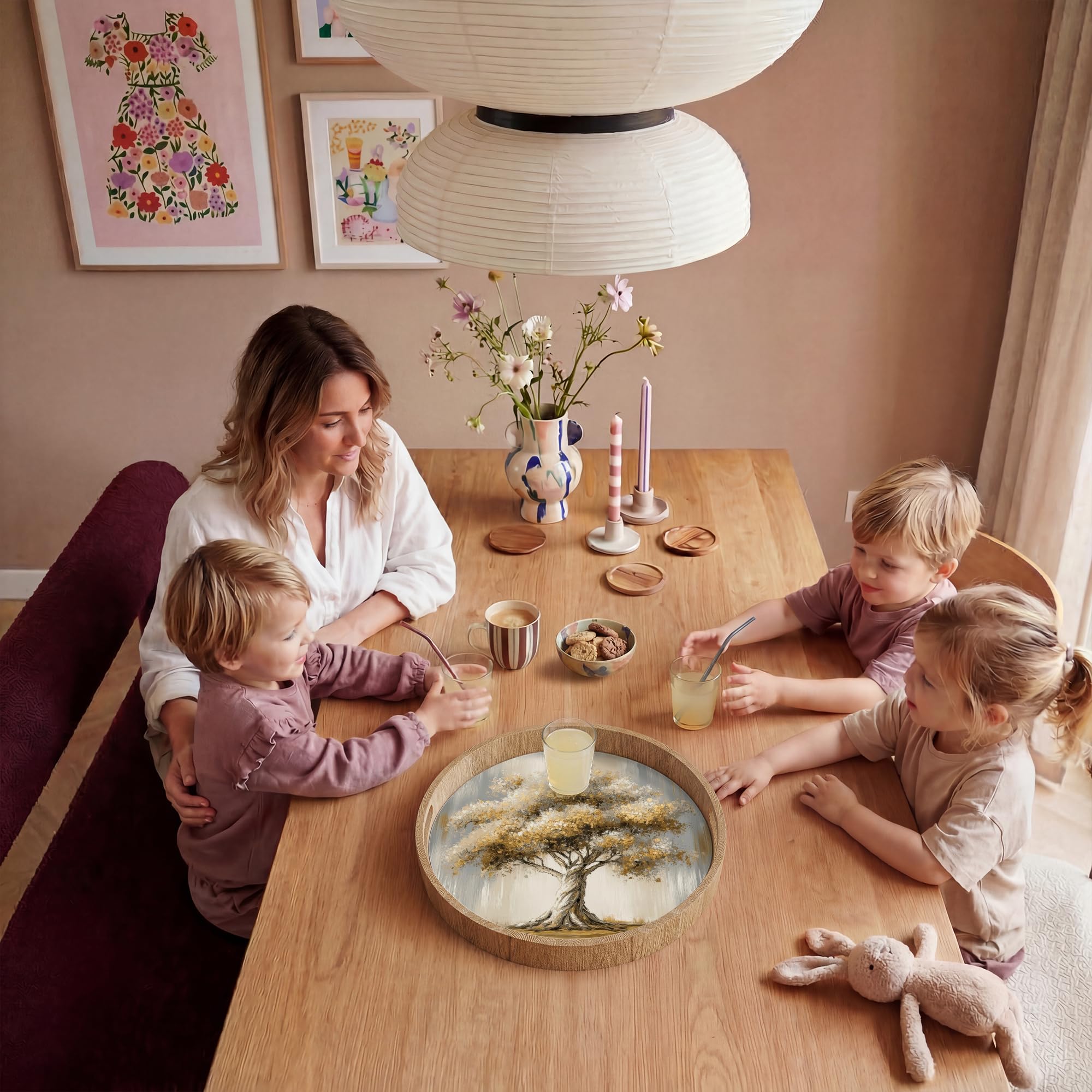 Plateau Bois Plateaux Service Decoratif Table Dejeuner Résistant