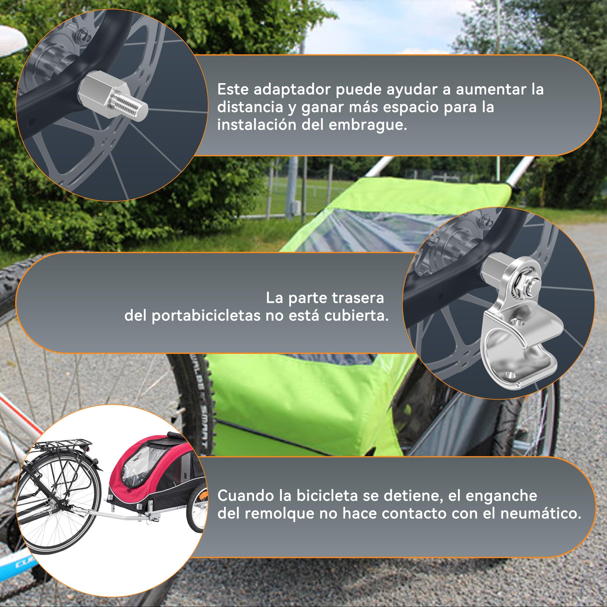 Adaptador de Eje de Bicicleta para TamañO de Rosca de M12 X 1,25 Eje Pasante, Adaptador de Acoplamiento de Remolque de Bicicleta