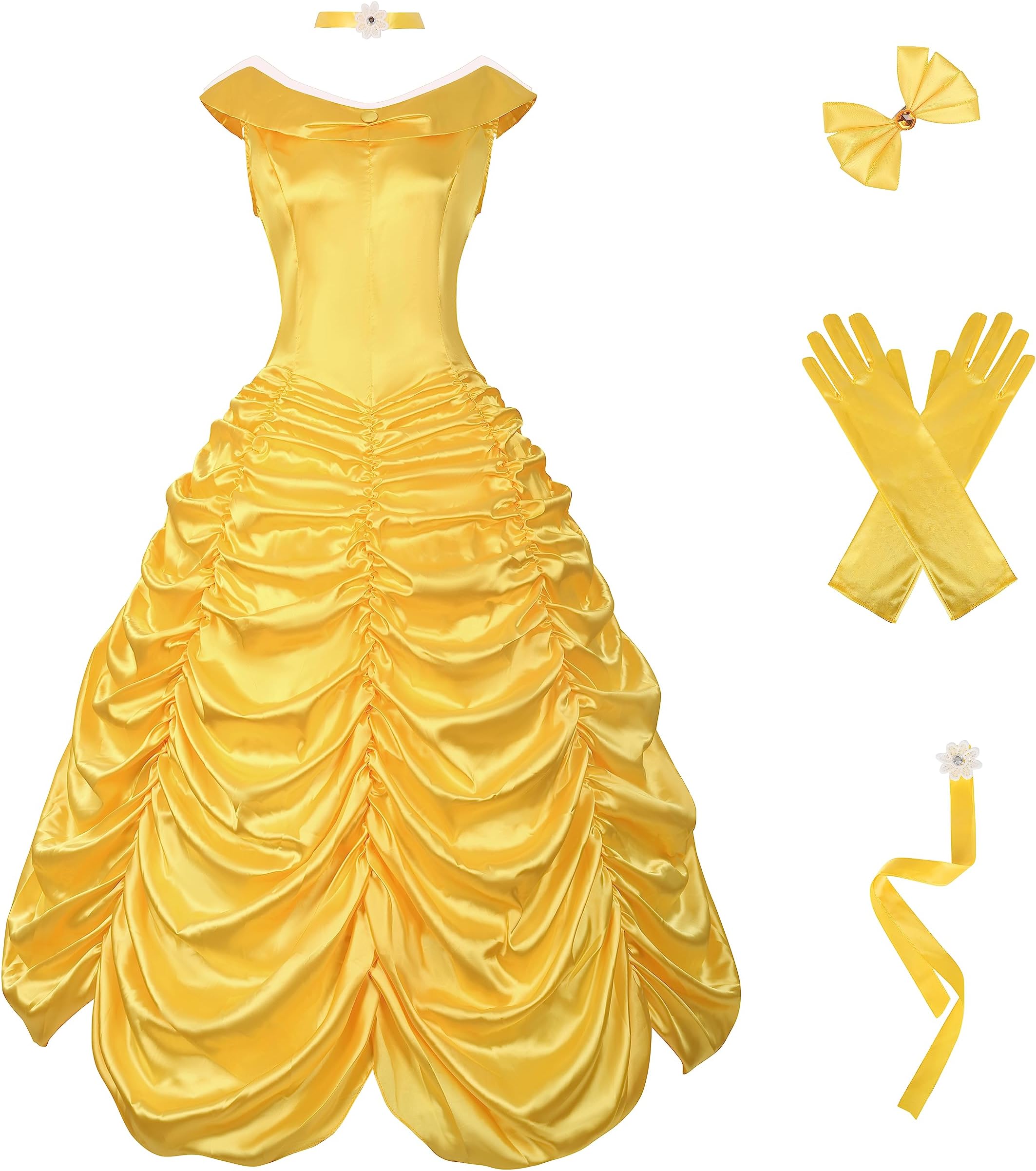 Princess Dress Costume for Women Yellow Dress Prom Party Adult