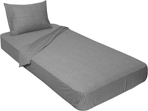 Gilbins Juego de sábanas de punto 100% algodón peinado para campamentoliteracaravana, 1 sábana bajera, 1 sábana encimera, 1 funda de almohada