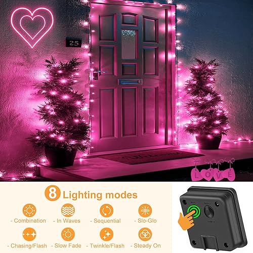 Miniatura 2 de Guirnalda de luces solares para exteriores, paquete de 2 unidades en total de 158 pies, 480 luces LED solares para exteriores, 8 modos, impermeable,