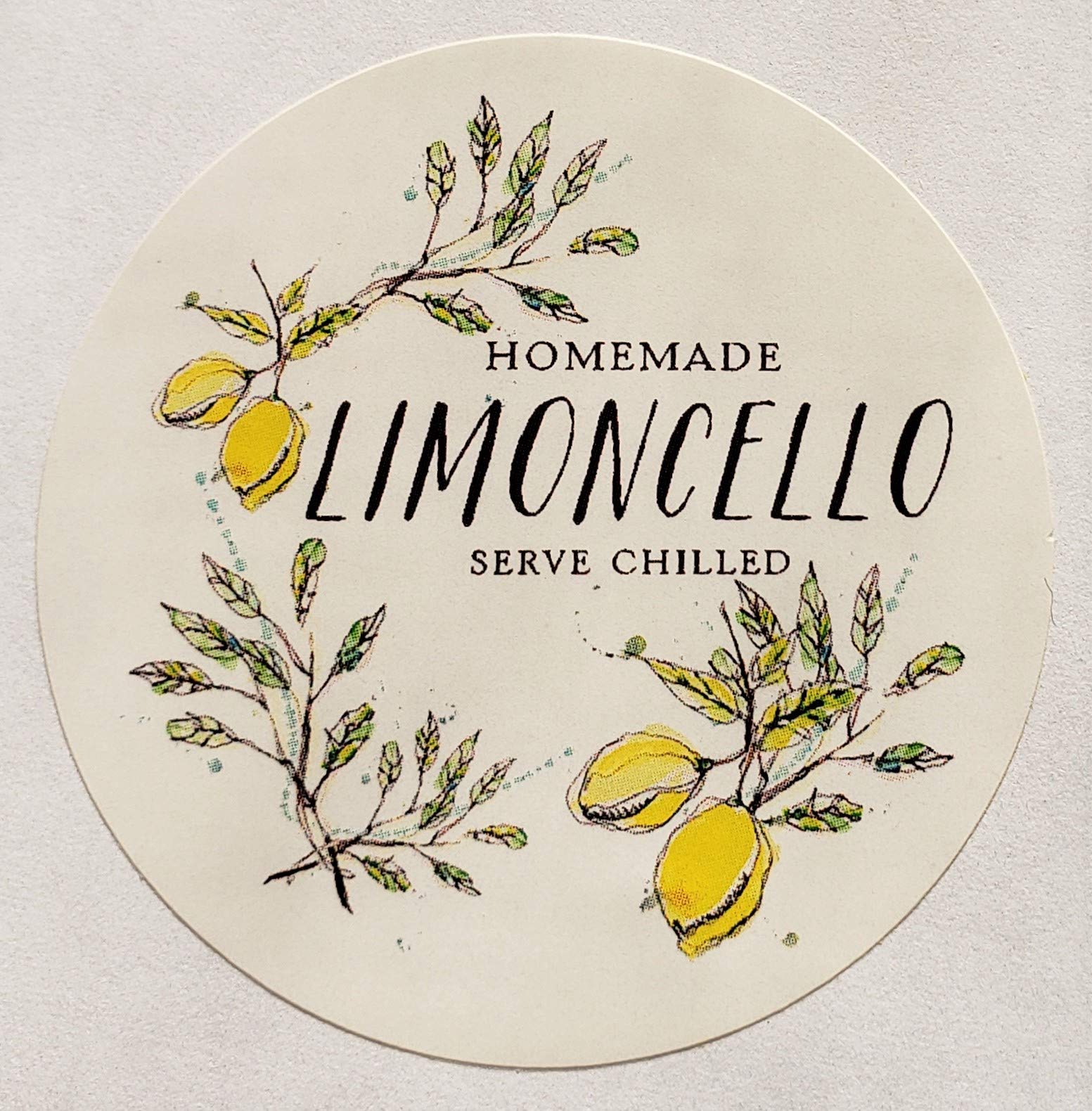 Étiquettes Limoncello rondes de 5,1 cm pour flacons en verre