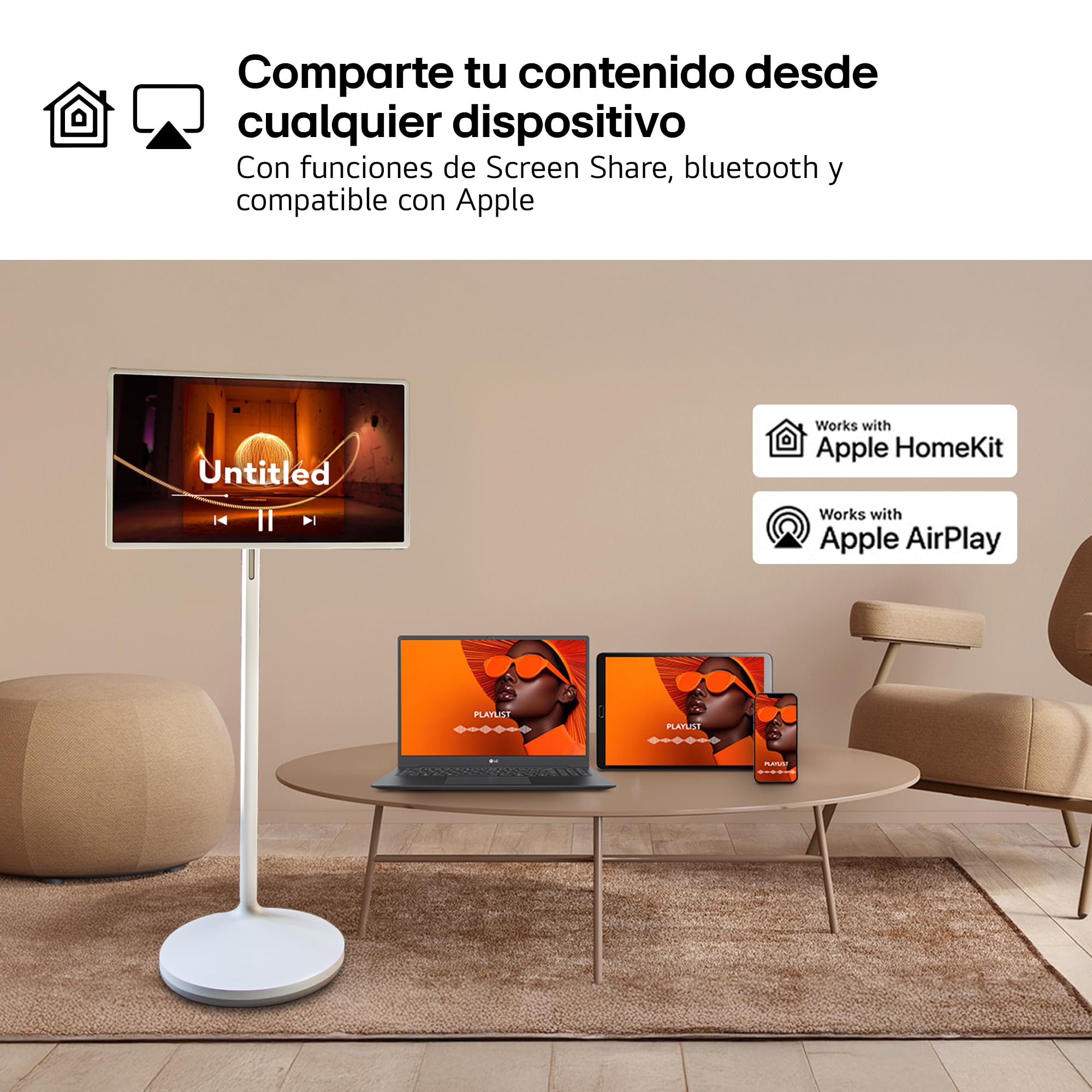 LG 27LX6TDGA - Smart Monitor StanbyMe 2, 27" QHD táctil, Smart TV Portátil, 2025, webOS 24 con IA, Dolby Vision y Dolby Atmos, 4h Batería, Peana con Ruedas, Portal Gaming, Beige — view 13