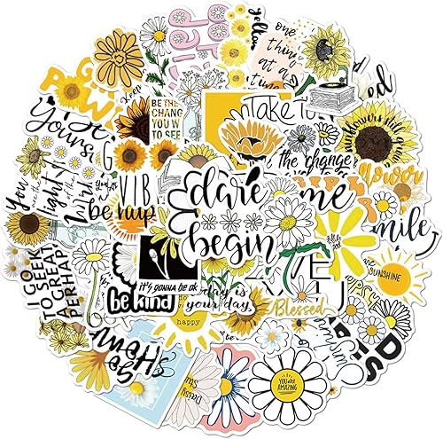 Wharick Juego de 50 calcomanías de flores impermeables para decoración de bricolaje calcomanías extraíbles de graffiti para pared maleta álbum de