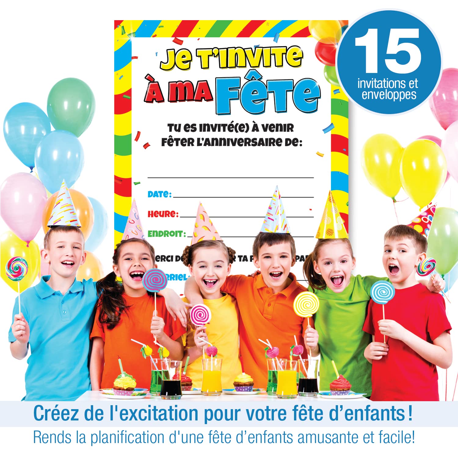 Format 152x108 Mm Carton épais Lot De 12 Cartes D'invitation Anniversaire Enfant - Motif Dessin Animé, 152x108 Mm Invitation Fête Enfant Dessin Animé