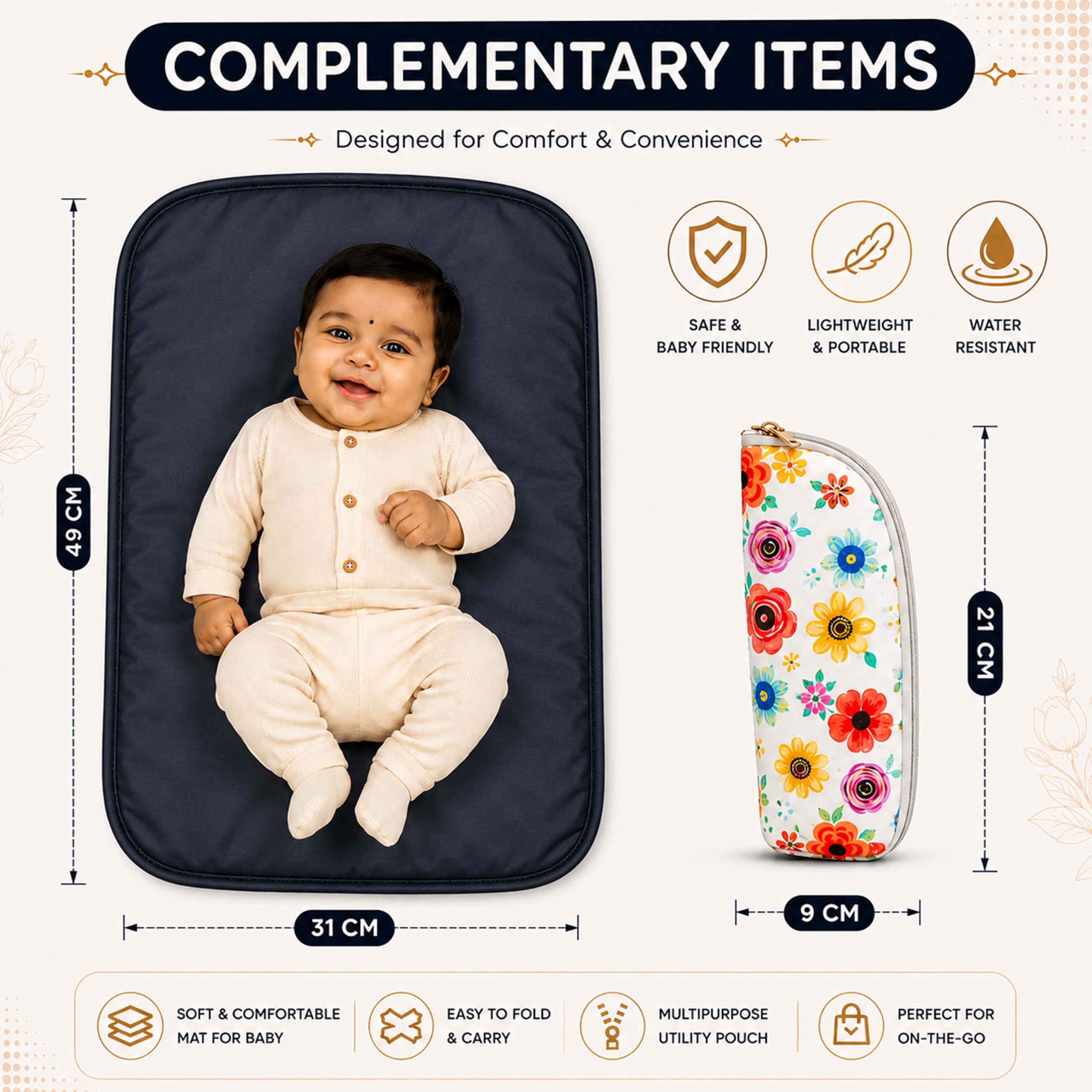 Motherly WOW Tote Diaper Bag for Mothers for Travel, Maternity Bag for Newborn Baby, Multiple Pocket Water Resistant Baby Bag (Garden Glam) 1