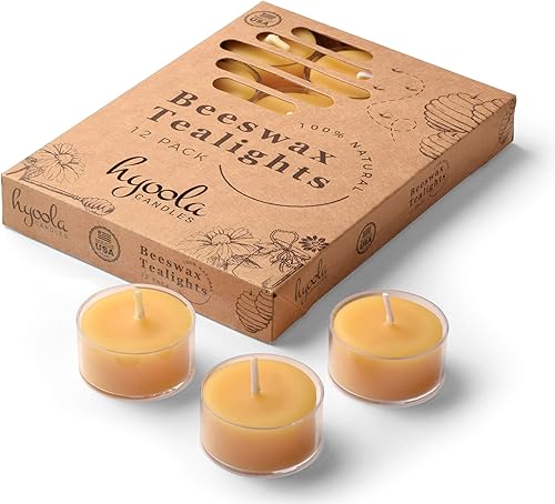 Miniatura 8 de Hyoola Velas de té de cera de abeja pura, hechas a mano, decorativas sin perfume, velas de candelita, 4 horas de tiempo de combustión, taza