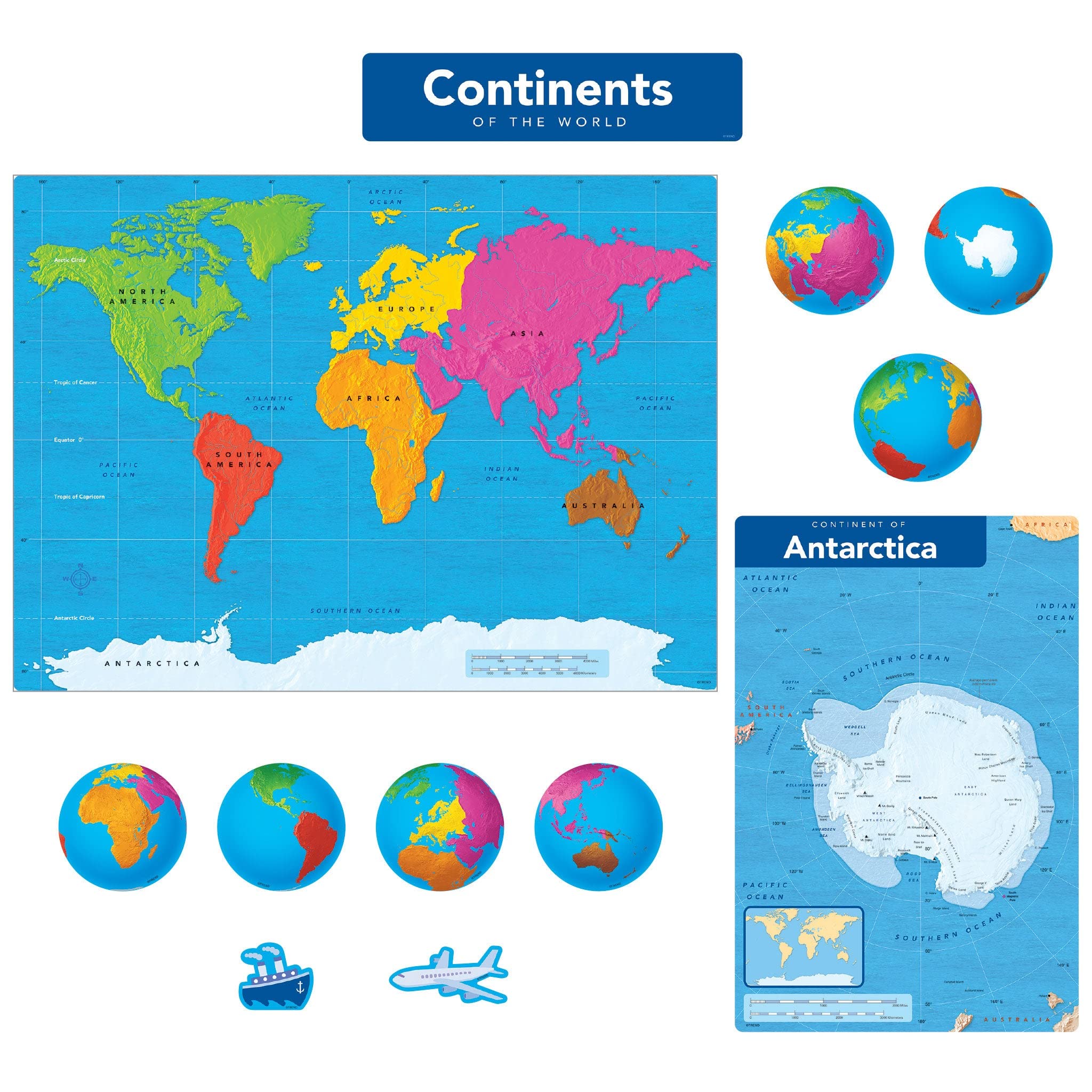 Continents of the World Lernset von TREND, 18-tlg.