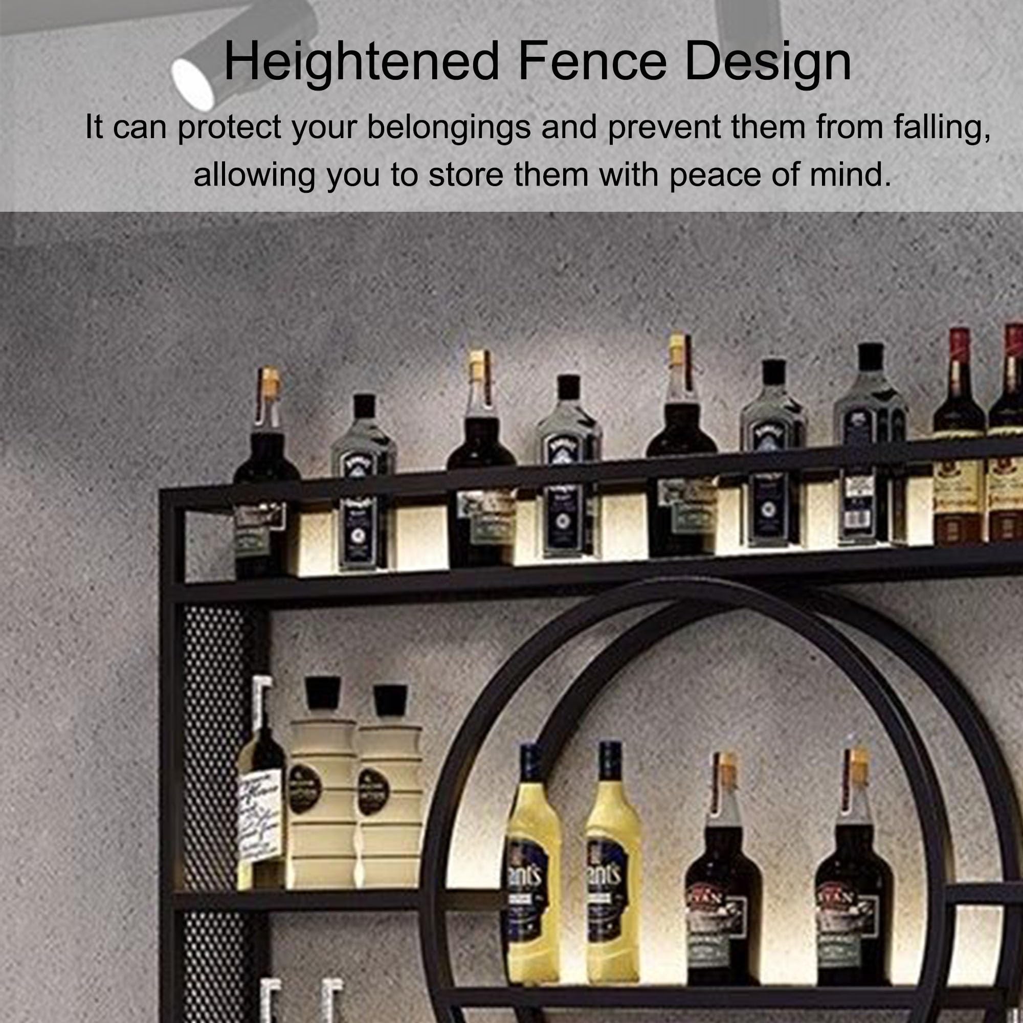 Botellero Vino Pared Para Vinoteca Wine Rack Botellero Vertical Garrafeira de Vino Mueble Bar Mini Bar para Casa Salon Barra Bar Muebles Cocina con Portavasos Estantes de Almacenamiento ( Color : Nero