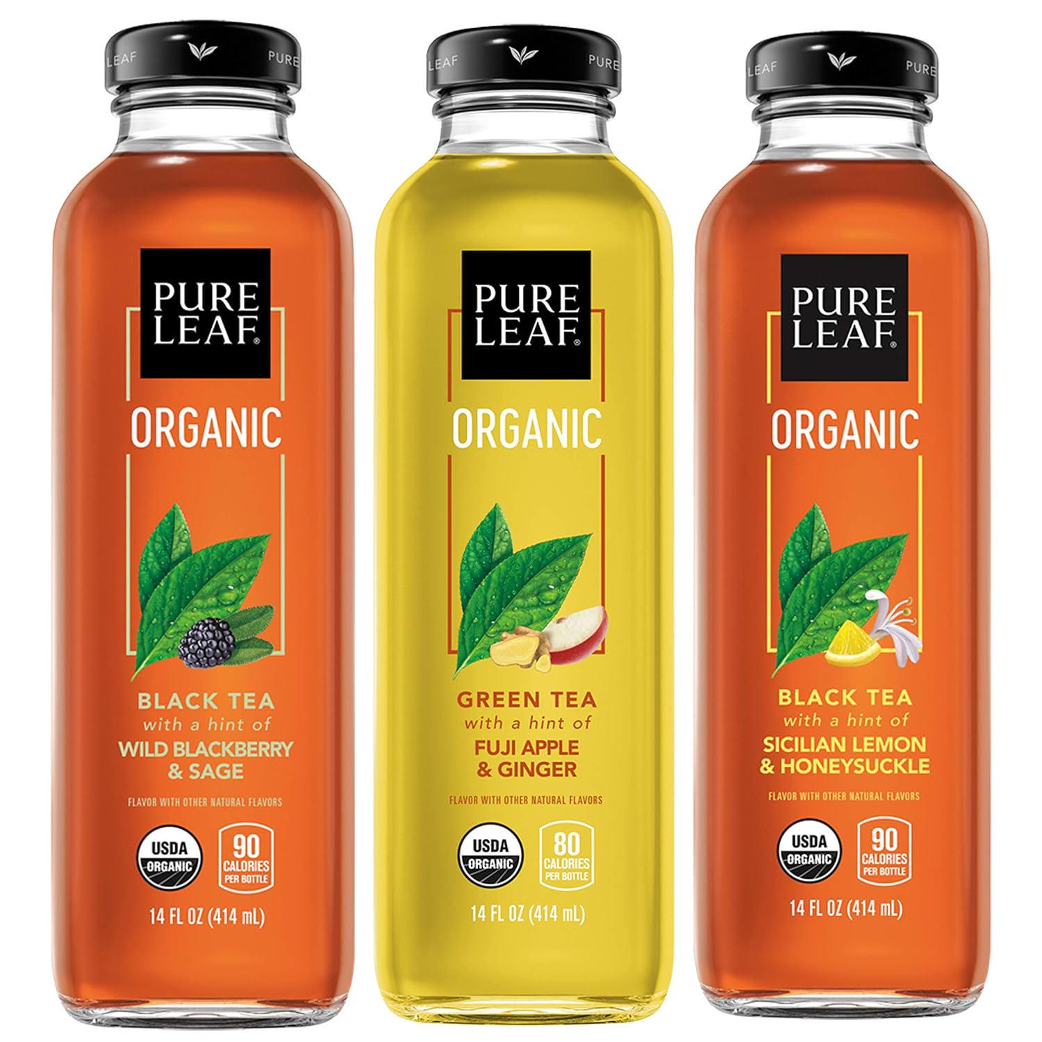 Pure Leaf, Organic Iced Tea Variety Pack, 14oz Bottles (Pack of 8) (Packaging May Vary)