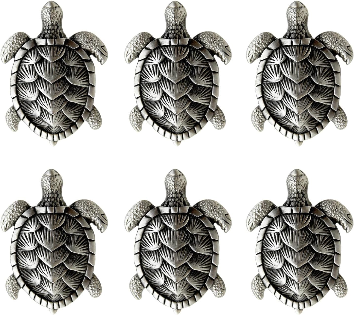 Vintage Ocean Turtle Dresser Drawer Knobs 6pcs Decoration Dresser Pulls Zinc Alloy Single Hole Drawer Handles for Cupboard Wardrobe Cabinet Kitchen Hardware (Red Antique)