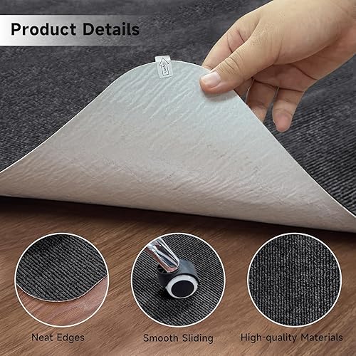 Miniatura 10 de SHAREWIN Tapete negro para silla de oficina, tapetes duraderos para sillas de escritorio para suelos de madera dura y azulejos, debajo de las sillas